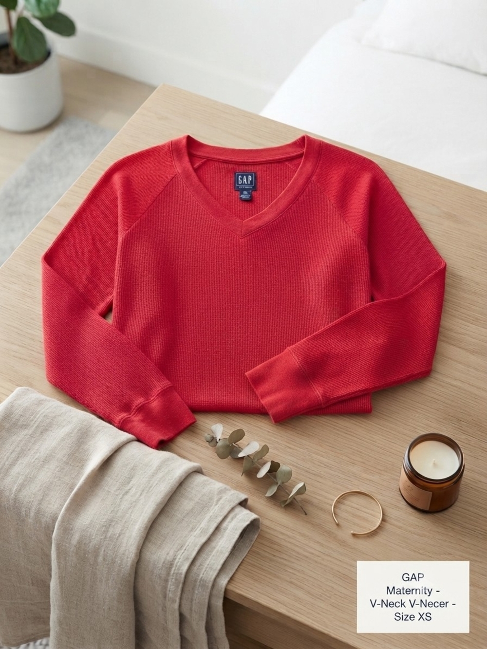 GAP Bright Red V-Neck Nursing Sweater